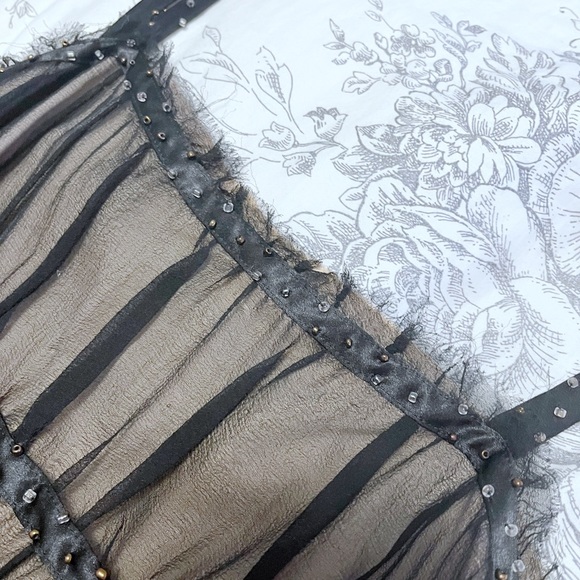 BCBG Max Azria Black Spaghetti Strap Mesh Dress with Bead Detail - Picture 4 of 8